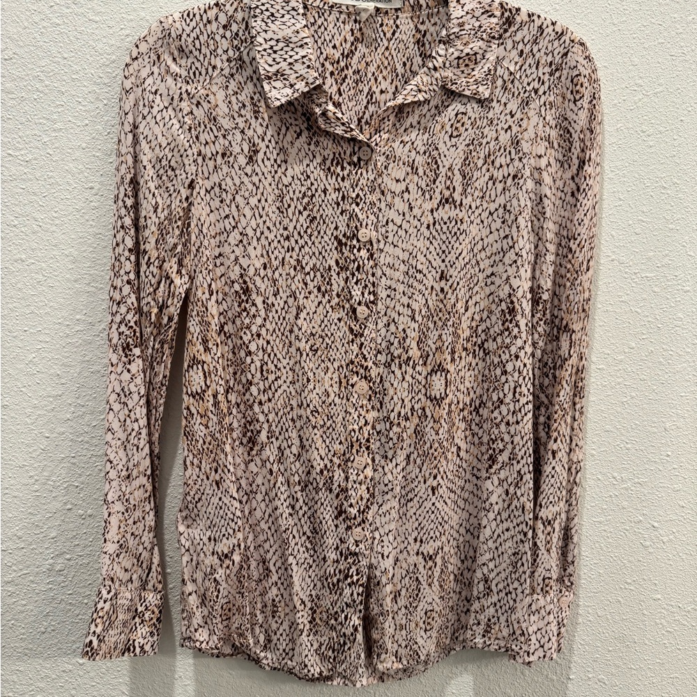 BCBGeneration Pink and Brown Snake Print Blouse
